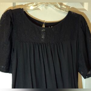 LOFT Black Lace Detail Blouse